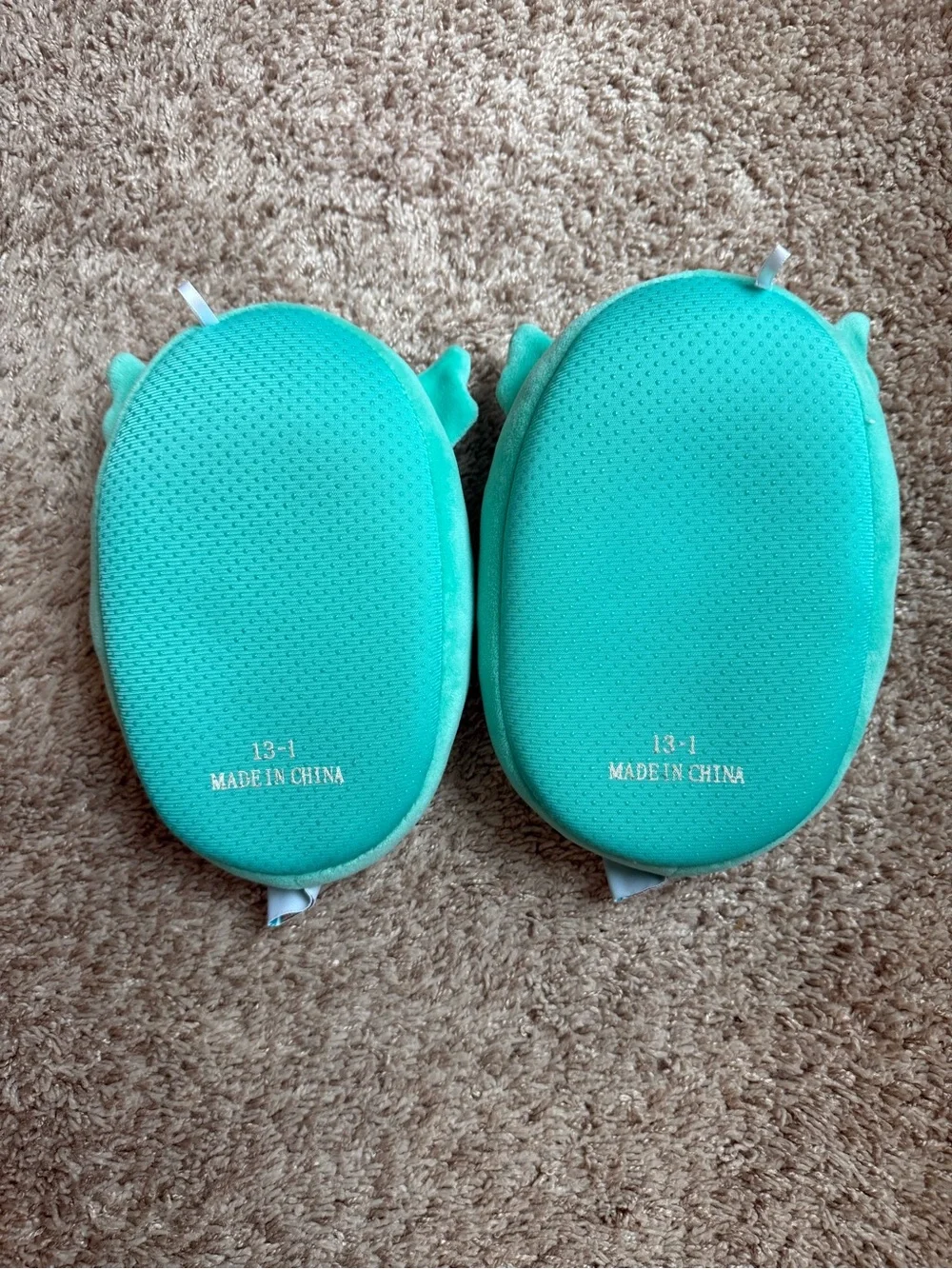 Squishmallows Teal and White Penguin Plush Kids Slippers